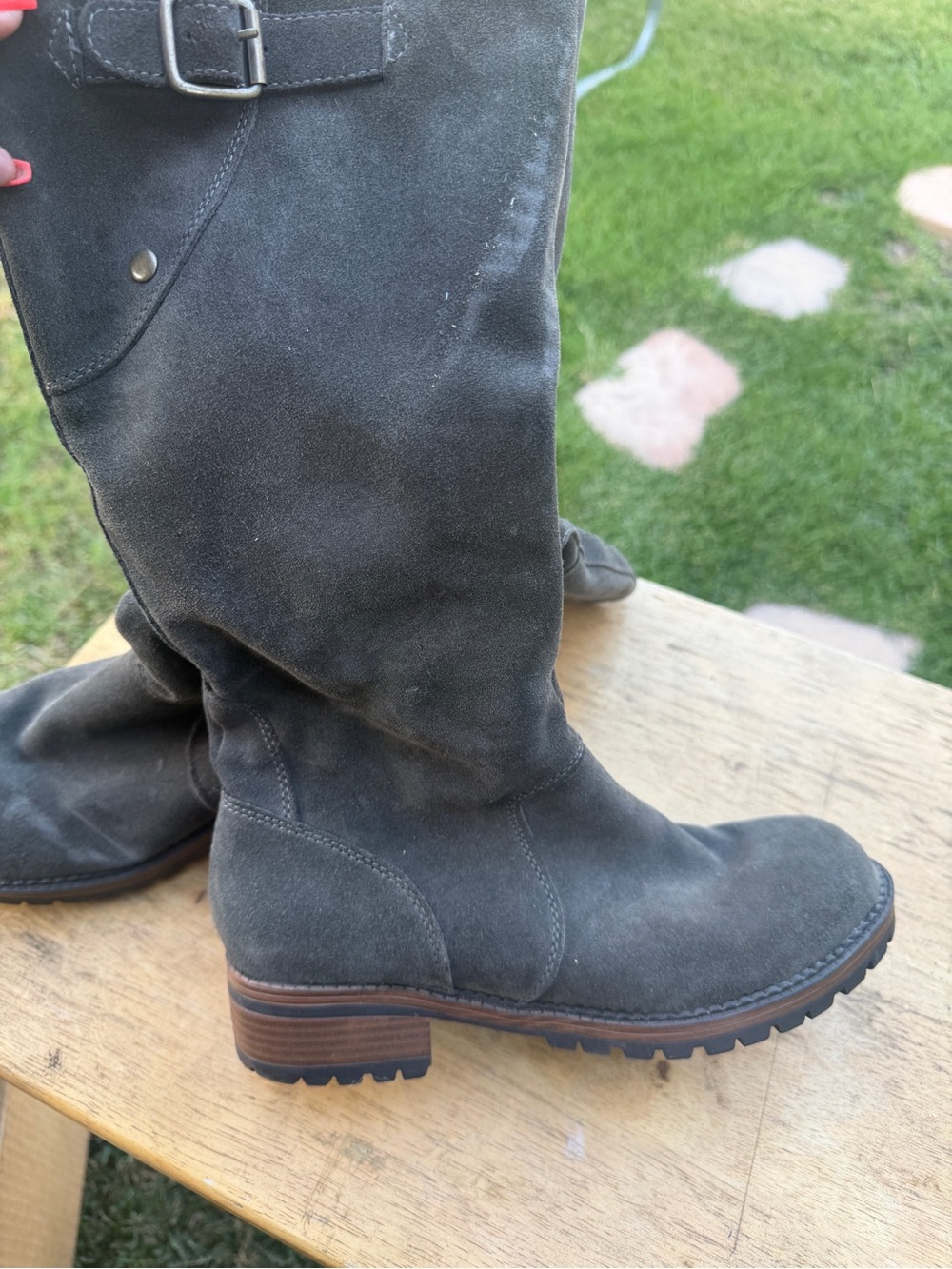 Unlisted Gray Suede Combat Moto Boots